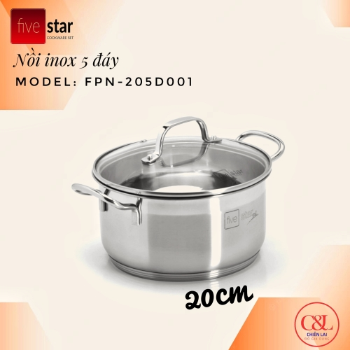 Nồi inox Fivestar 5 đáy inox 304 đun từ