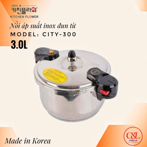 Nồi áp suất Hàn Quốc đun từ 3L CITY300