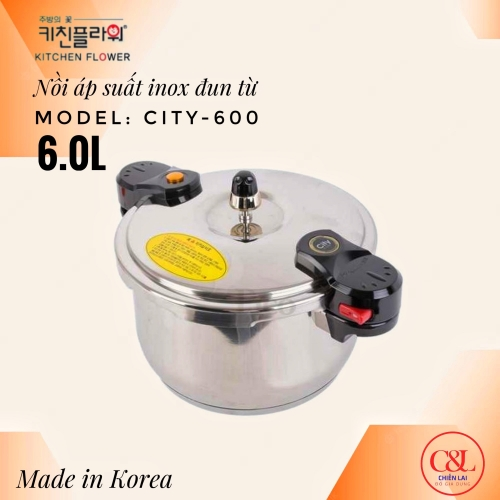 Nồi áp suất Hàn Quốc đun từ 6L CITY600