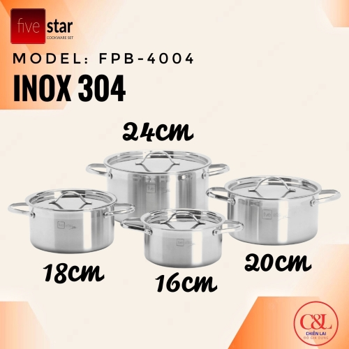 Bộ nồi inox 3 lớp Fivestar FPB-4004
