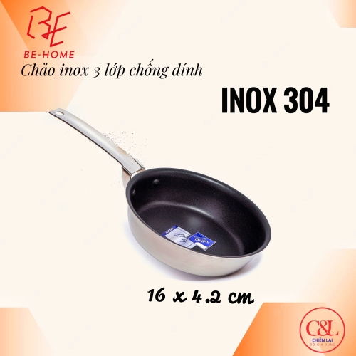 CHẢO 3 LỚP BEHOME 16X4,2CM