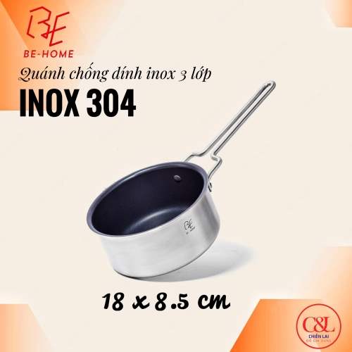 Quánh inox 3 lớp Behome 18x8.5cm