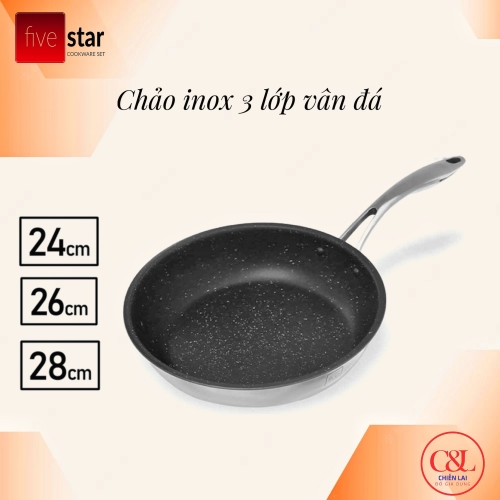 CHẢO FIVESTAR 3 LỚP 26CM - ĐUN TỪ