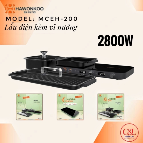 Lẩu điện kèm vỉ nướng Hawonkoo MCEH-200