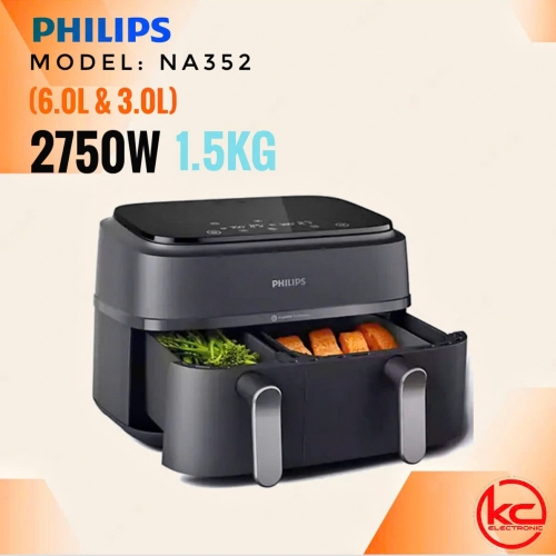 NỒI CHIÊN KHÔNG DẦU PHILIPS 2 NGĂN 2 GIỎ NA352