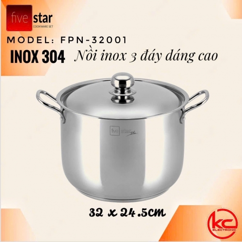 NỒI FIVESTAR 3 ĐÁY Inox 304 32CM DÁNG CAO