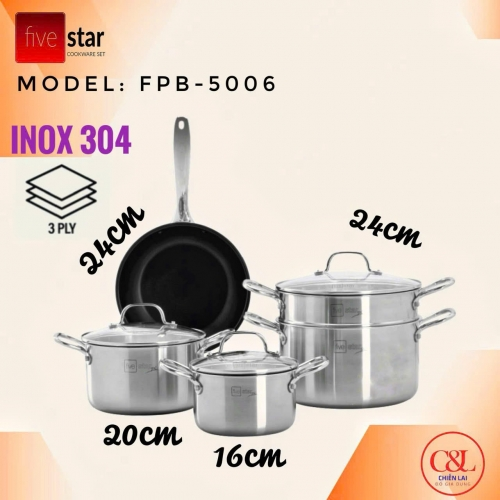 Bộ nồi 3 lớp 5 món Fivestar FPB5006