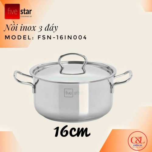 Nồi inox Fivestar đáy sandwich inox 430 16cm