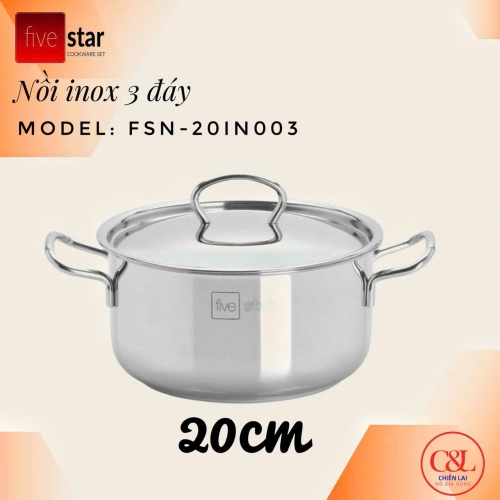 Nồi inox Fivestar đáy sandwich inox 430 đun từ 20CM