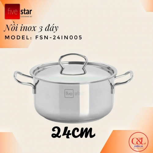 Nồi inox Fivestar đáy sandwich inox 430 đun từ 24cm