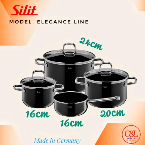 BỘ 4 NỒI SILIT ELEGANCE LINE TOPF MÀU ĐEN