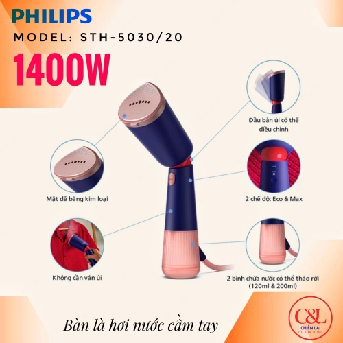 Bàn ủi hơi nước cầm tay 1400W Philips STH5030/20