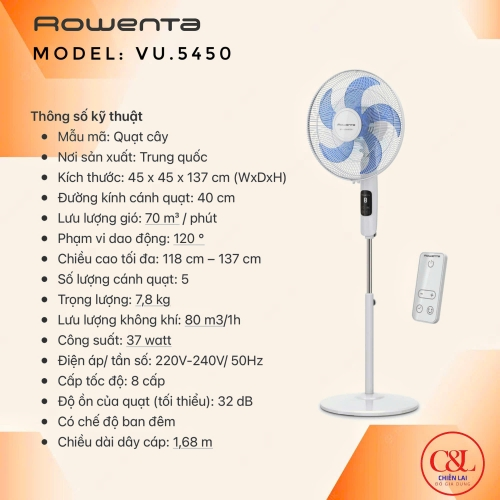 QUẠT CÂY TURBO SILENCE ROWENTA VU5450