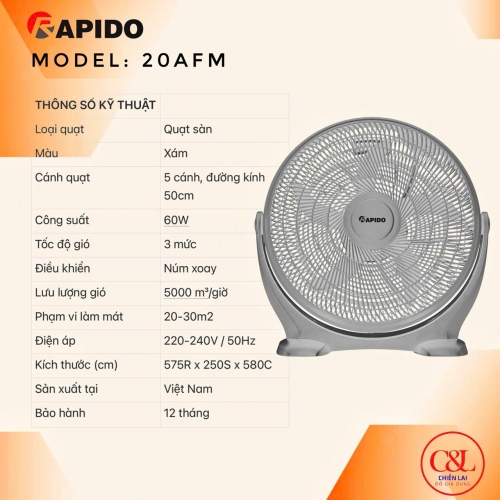 Quạt sàn Rapido RWF 20AFM