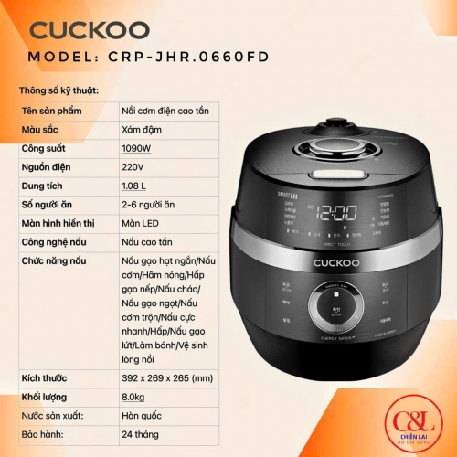 Nồi cơm điện cao tần 1L Cuckoo JHR0660FD