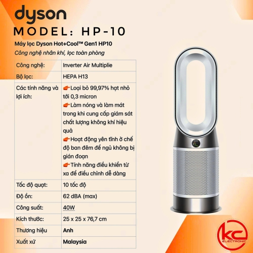 Máy lọc không khí Purifier Hot + Cool Dyson HP10