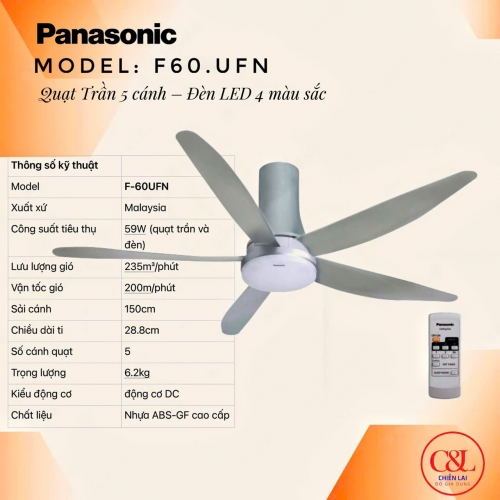 Quạt Trần 5 cánh Panasonic F-60UFN
