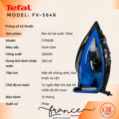 BÀN ỦI HƠI NƯỚC 2600W TEFAL FV5648
