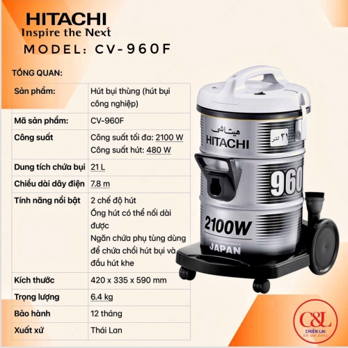 MÁY HÚT BỤI CÔNG NGHIỆP HITACHI CV-960Y