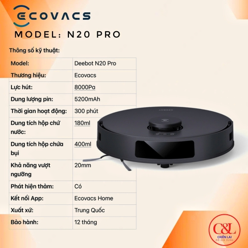 Robot hút bụi lau nhà Ecovacs Deebot N20 Pro