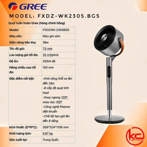 QUẠT TUẦN HOÀN GREE – FXDZWK2305BG5- HÀNG CHÍNH HÃNG
